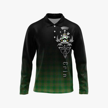 Shore Irish Clan Long Sleeve Polo Shirt with Coat of Arms Erin Go Bragh Celtic Inspired Unisex - Tartan Vibes Clothing