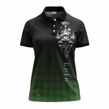 Shore Irish Clan Women's Polo Shirt with Coat of Arms Erin Go Bragh Celtic Inspired Women - Tartan Vibes Clothing