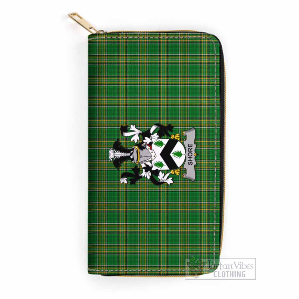 Tartan Vibes Clothing Shore Irish Clan Tartan Women's Leather Wallet with Coat of Arms