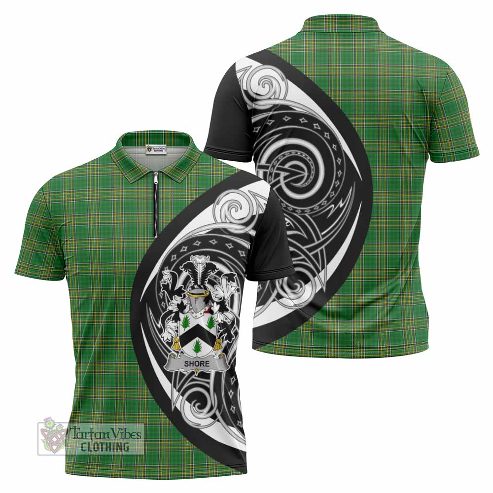 Shore Irish Clan Zipper Polo Shirt Celtic Circle Style - Tartan Vibes Clothing