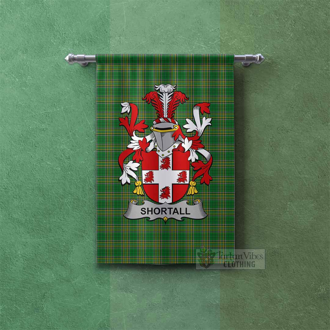 Shortall Irish Clan Tartan Gonfalon, Tartan Banner with Coat of Arms Rectangle - Tartan Vibes Clothing