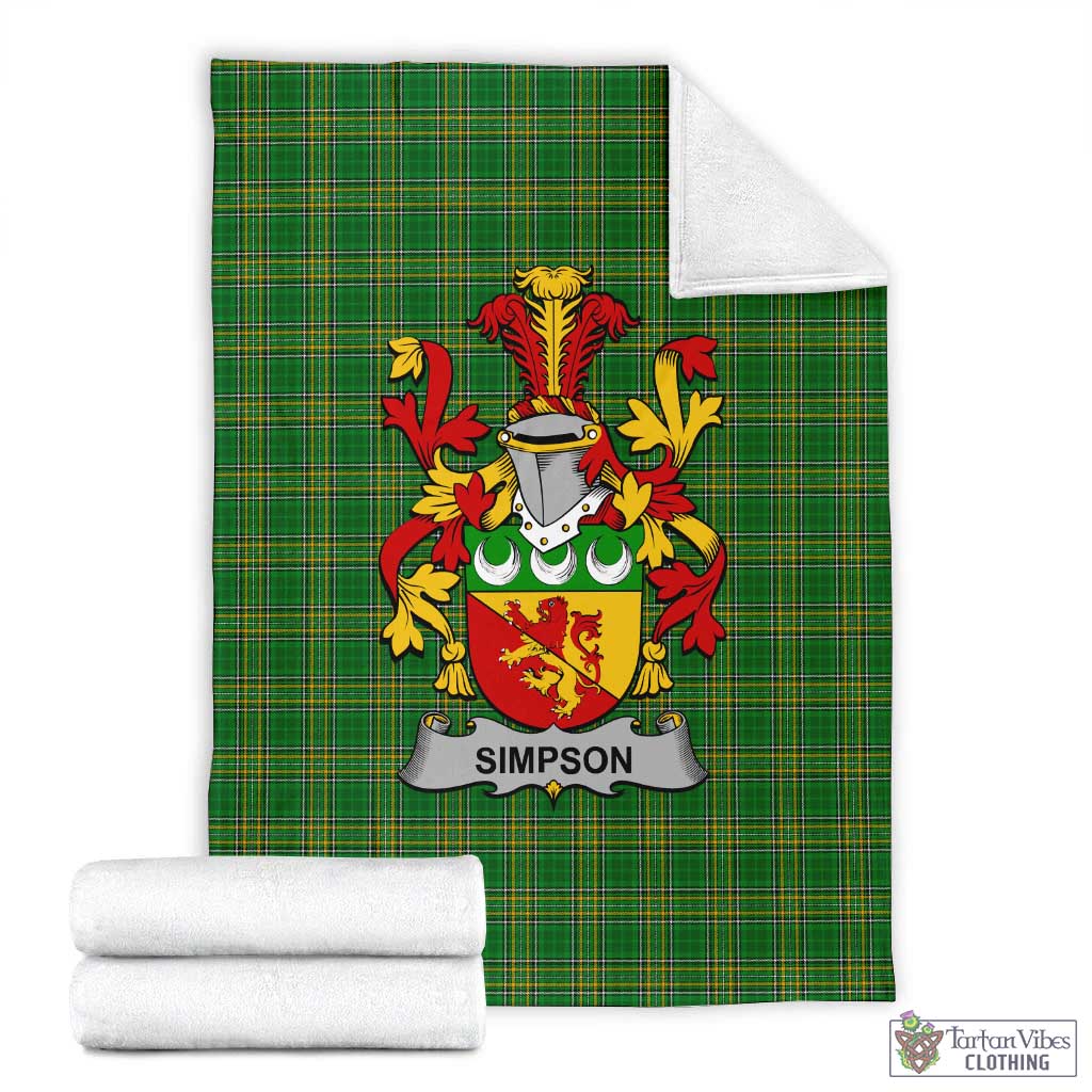 Simpson Irish Clan Tartan Blanket with Coat of Arms X-Large 59 x 79 inches 150 x 200 cm - Tartan Vibes Clothing