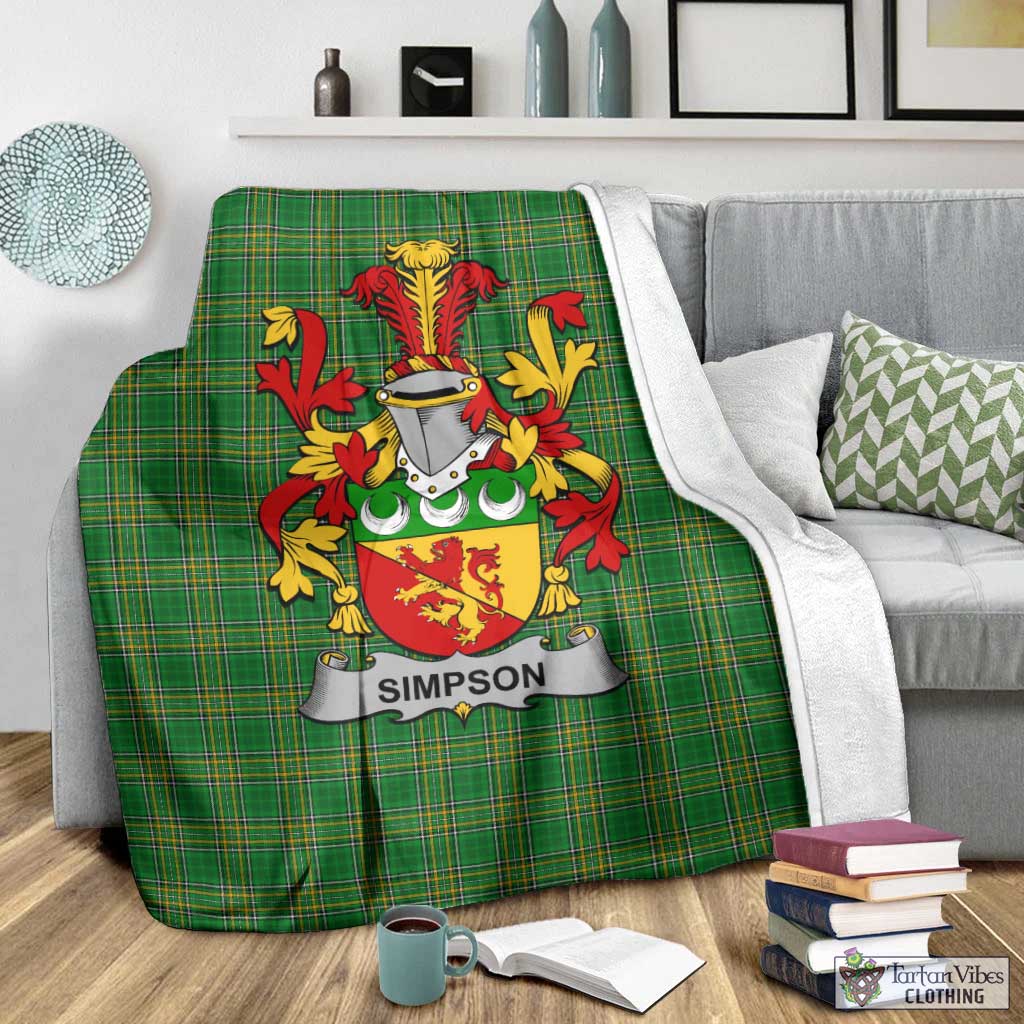 Simpson Irish Clan Tartan Blanket with Coat of Arms - Tartan Vibes Clothing