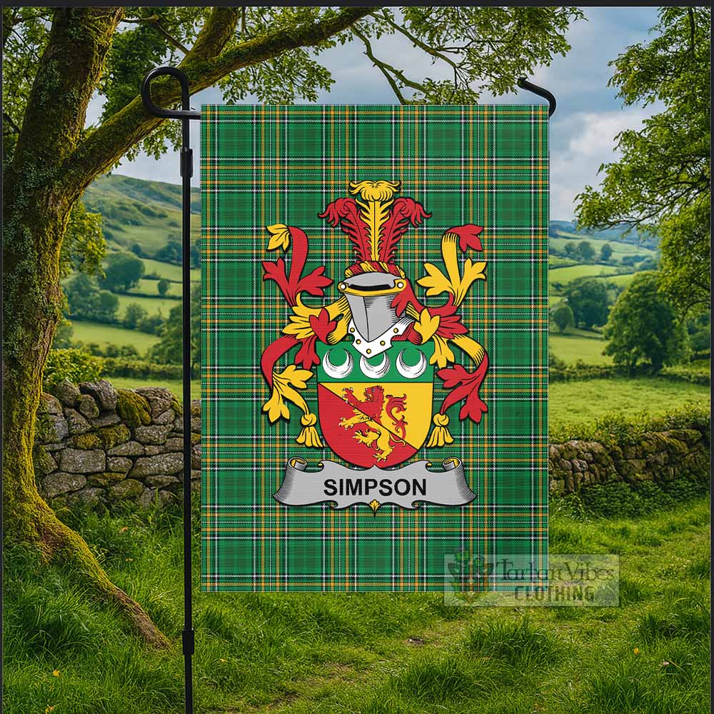 Simpson Irish Clan Tartan Flag with Coat of Arms