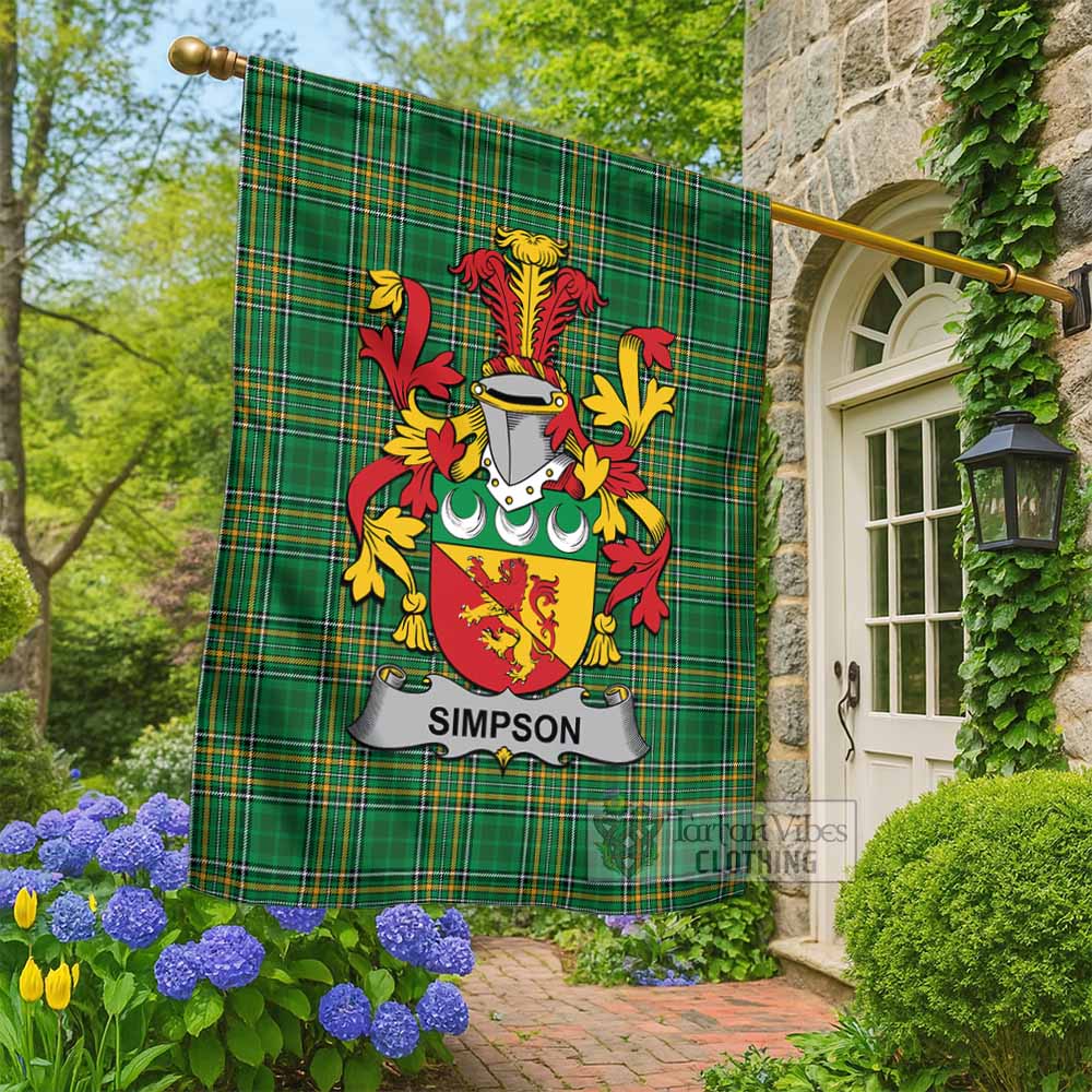 Simpson Irish Clan Tartan Flag with Coat of Arms