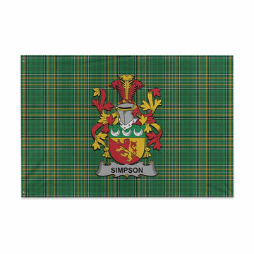 Tartan Vibes Clothing Simpson Irish Clan Tartan House Flag with Coat of Arms