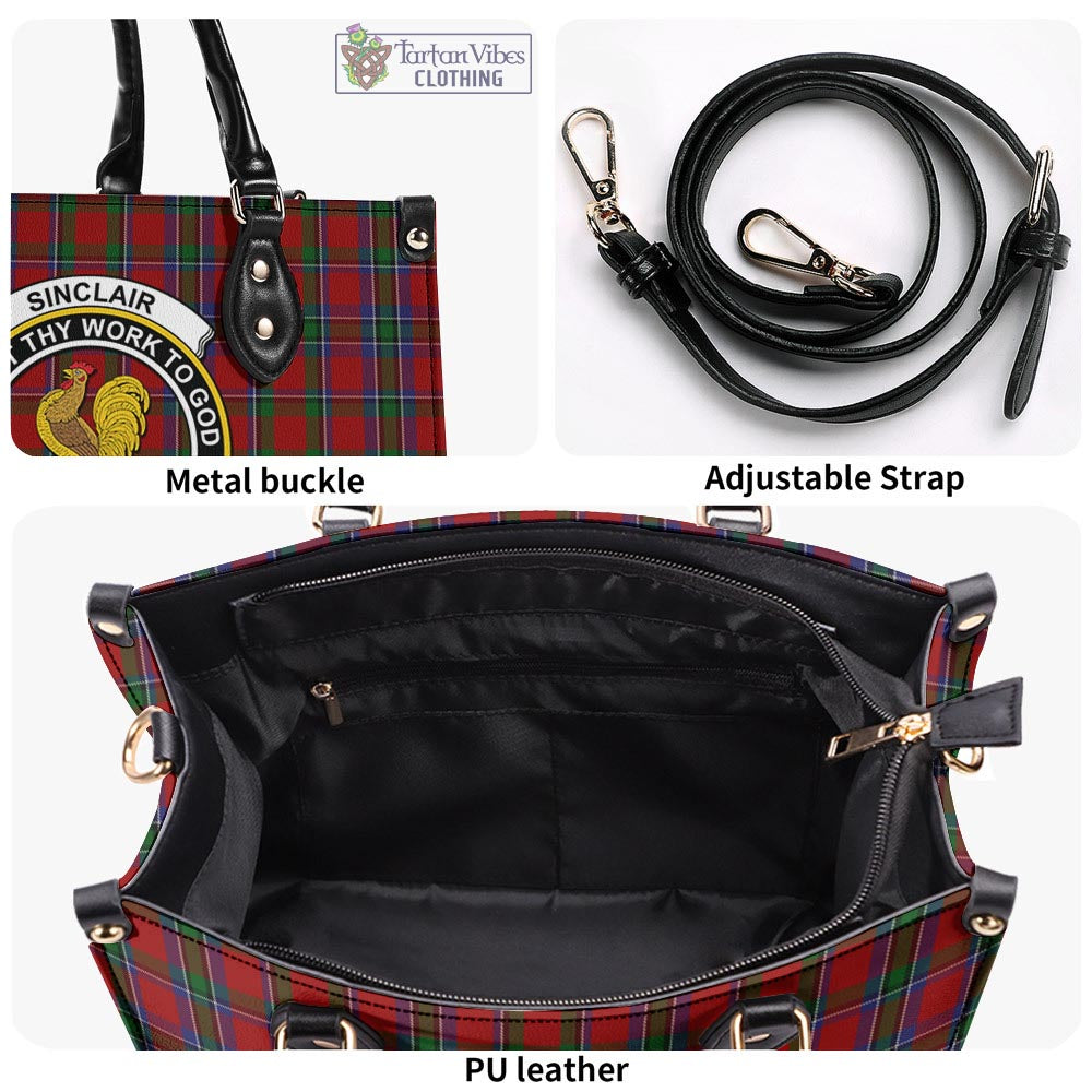 Tartan Vibes Clothing Sinclair Tartan Luxury Leather Handbags with Family Crest