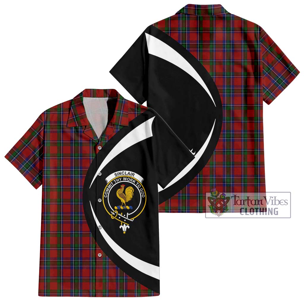 Sinclair Tartan Short Sleeve Button Up with Family Crest Circle Style Kid - Tartan Vibes Clothing