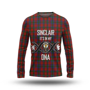 Sinclair Tartan Long Sleeve T-Shirt with Family Crest DNA In Me Style