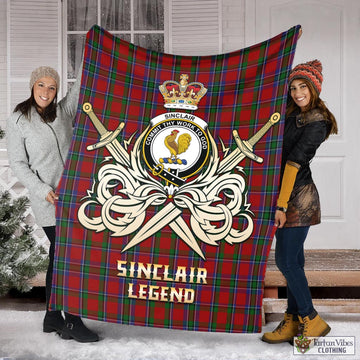 Sinclair Tartan Blanket with Clan Crest and the Golden Sword of Courageous Legacy