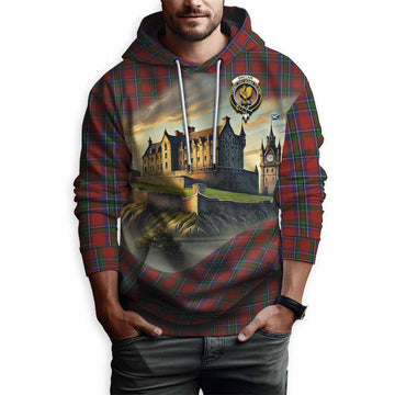 Sinclair Tartan Family Crest Hoodie with Scottish Ancient Castle Style