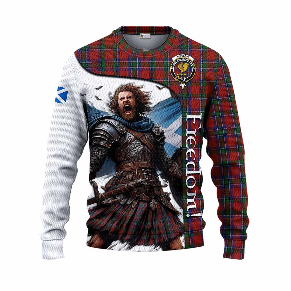 Tartan Vibes Clothing Sinclair Crest Tartan Knitted Sweater Inspired by the Freedom of Scottish Warrior