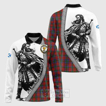 Sinclair Tartan Clan Crest Long Sleeve Polo Shirt with Highlander Warrior Celtic Style