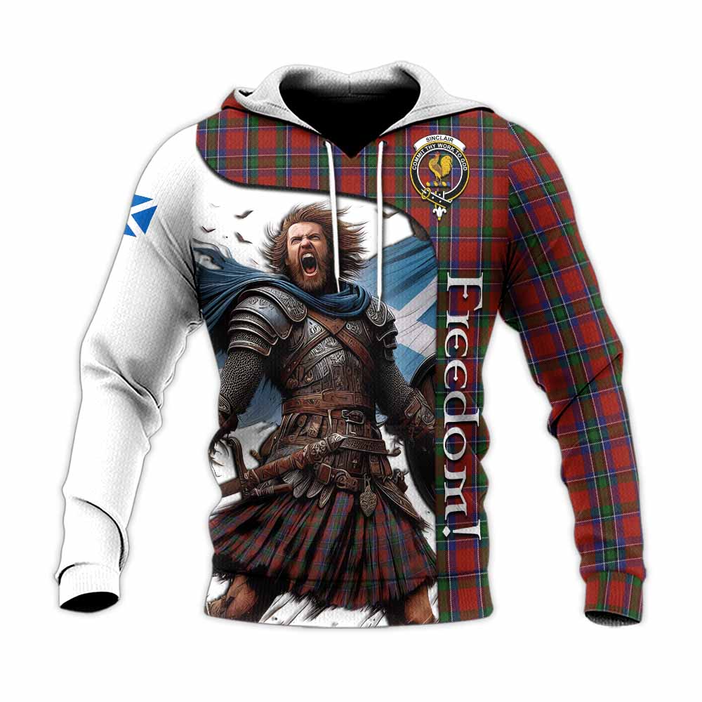 Tartan Vibes Clothing Sinclair Crest Tartan Knitted Hoodie Inspired by the Freedom of Scottish Warrior