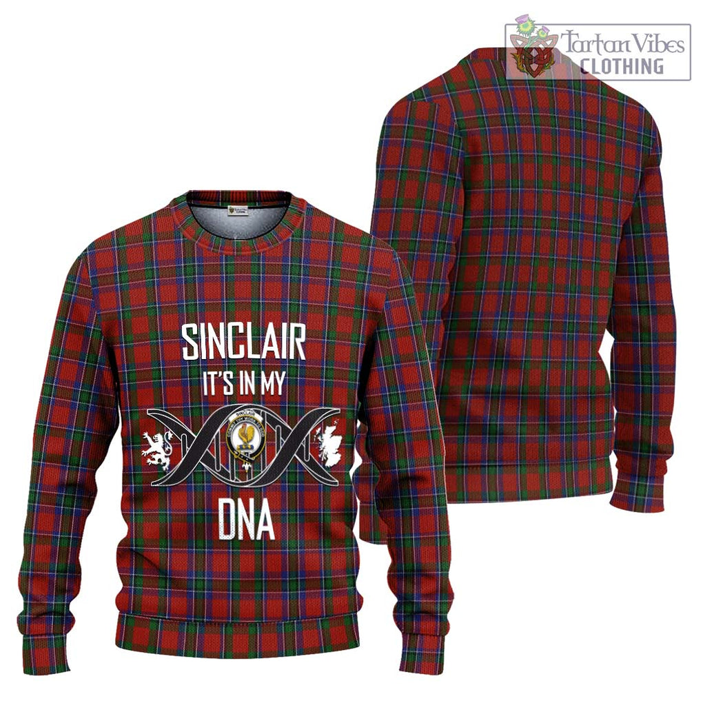 Sinclair Tartan Knitted Sweater with Family Crest DNA In Me Style Unisex - Tartanvibesclothing Shop