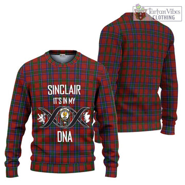 Sinclair Tartan Knitted Sweater with Family Crest DNA In Me Style Unisex - Tartanvibesclothing Shop