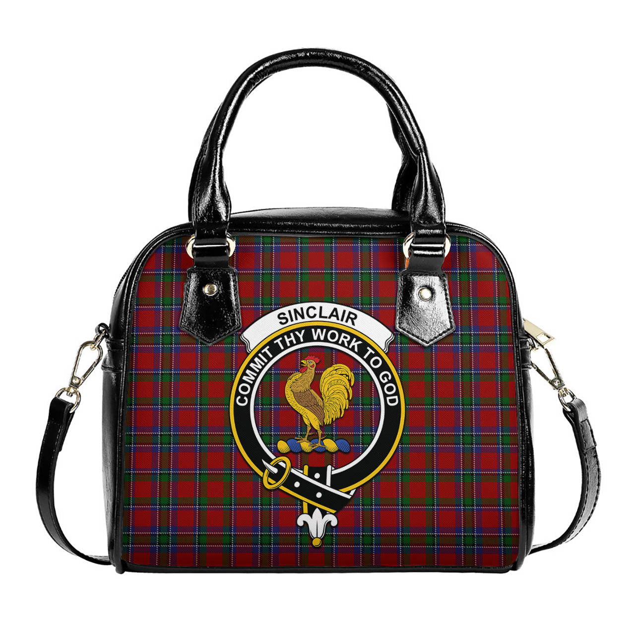 Sinclair Tartan Shoulder Handbags with Family Crest One Size 9*21*24 cm (3.54*8.27*9.45 inches) - Tartan Vibes Clothing