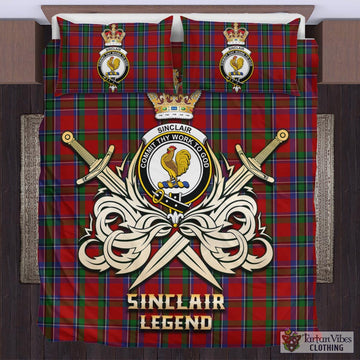 Sinclair Tartan Bedding Set with Clan Crest and the Golden Sword of Courageous Legacy