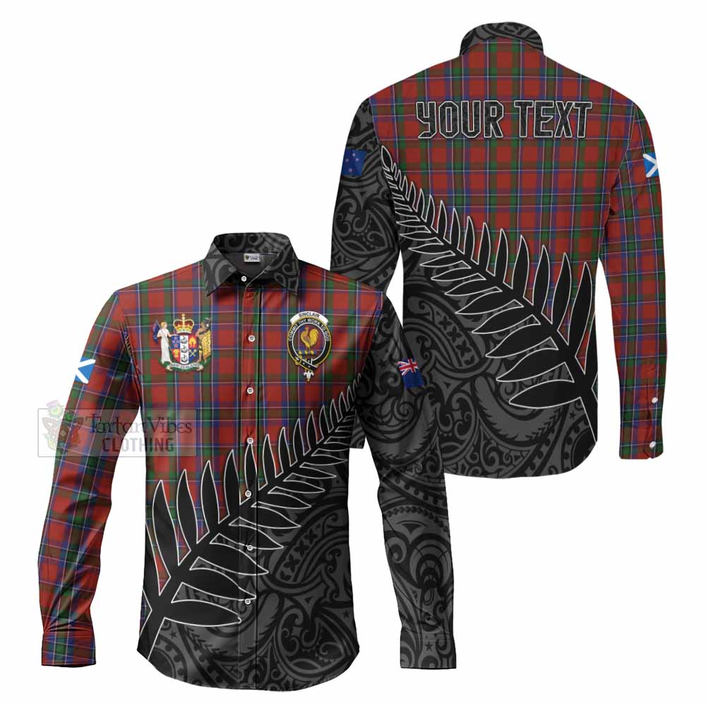 Sinclair Crest Tartan Long Sleeve Button Shirt with New Zealand Silver Fern Half Style Men's Shirt S - Tartan Vibes Clothing
