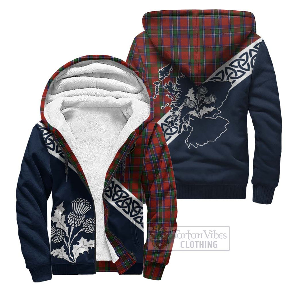 Tartan Vibes Clothing Sinclair Tartan Sherpa Hoodie Featuring Thistle and Scotland Map