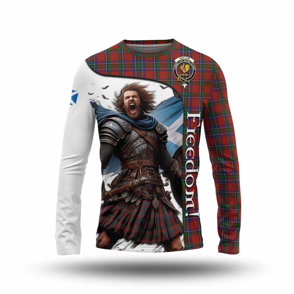 Tartan Vibes Clothing Sinclair Crest Tartan Long Sleeve T-Shirt Inspired by the Freedom of Scottish Warrior