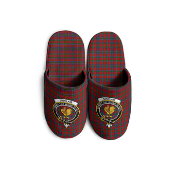 Sinclair Tartan Home Slippers with Family Crest