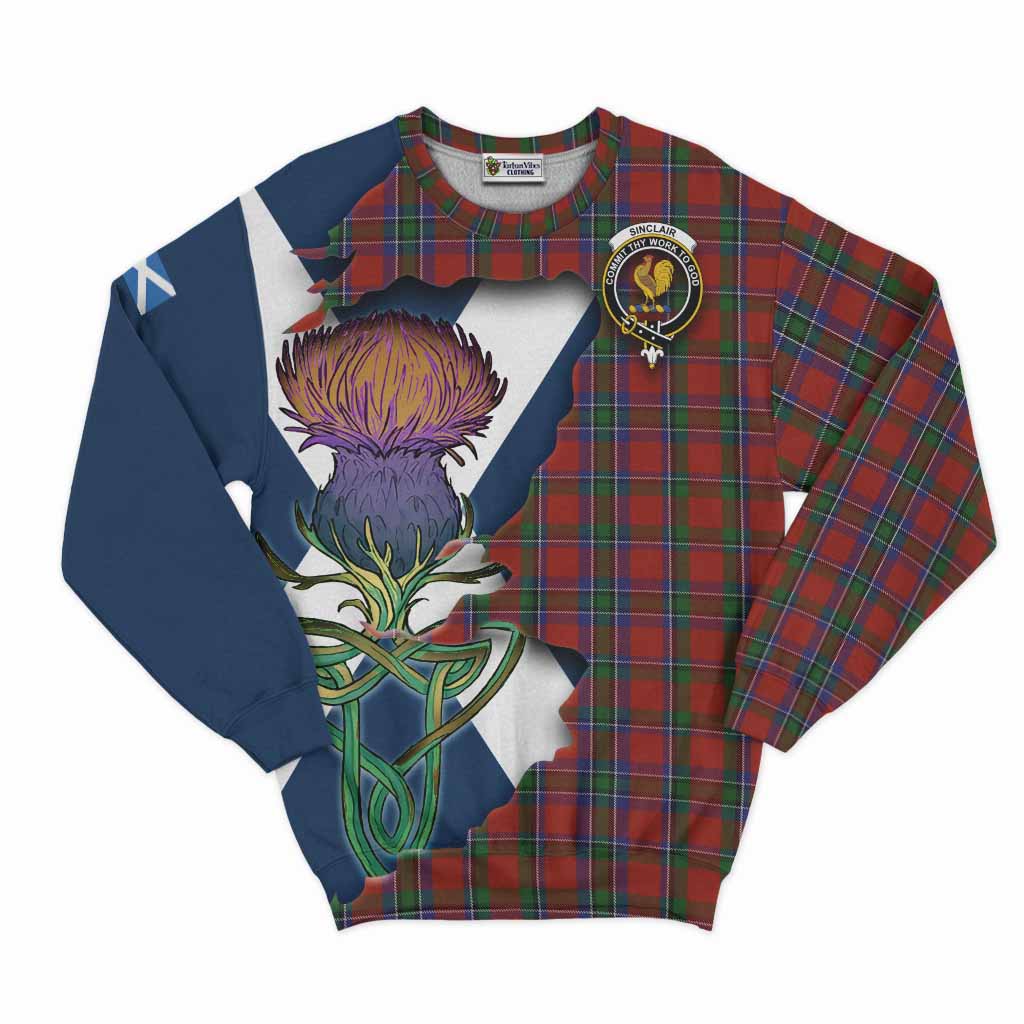 Sinclair Tartan Family Crest Sweatshirt Scottish Thistle Celtic Inspired Unisex - Tartan Vibes Clothing