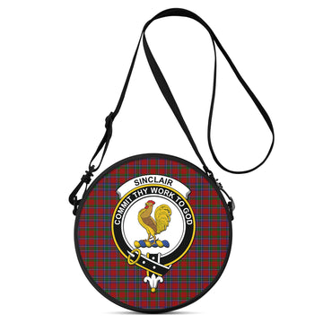 Sinclair Tartan Round Satchel Bags with Family Crest