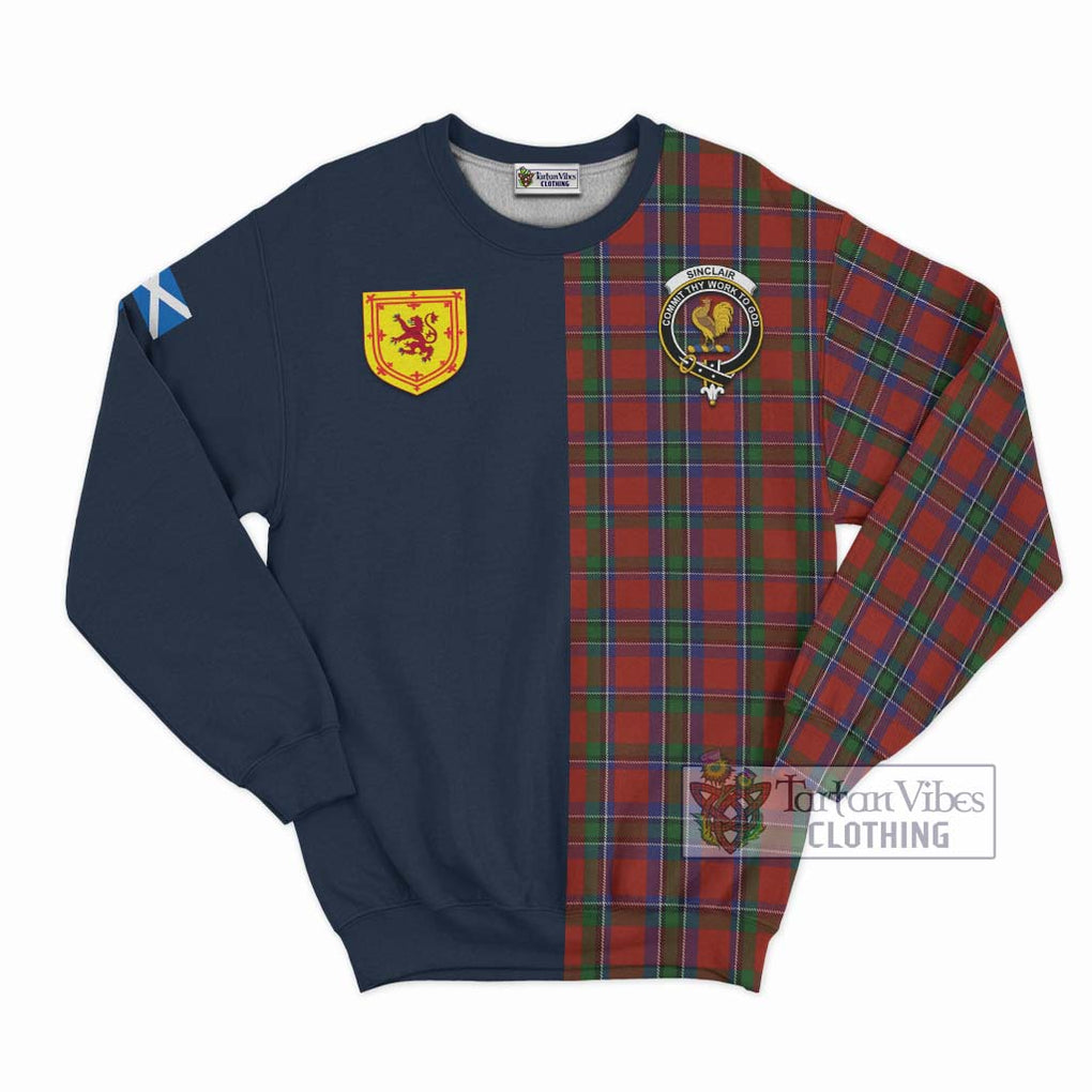 Tartan Vibes Clothing Sinclair Tartan Sweatshirt with Scottish Lion Royal Arm Half Style