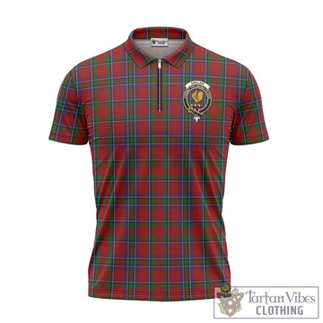 Sinclair Tartan Zipper Polo Shirt with Family Crest
