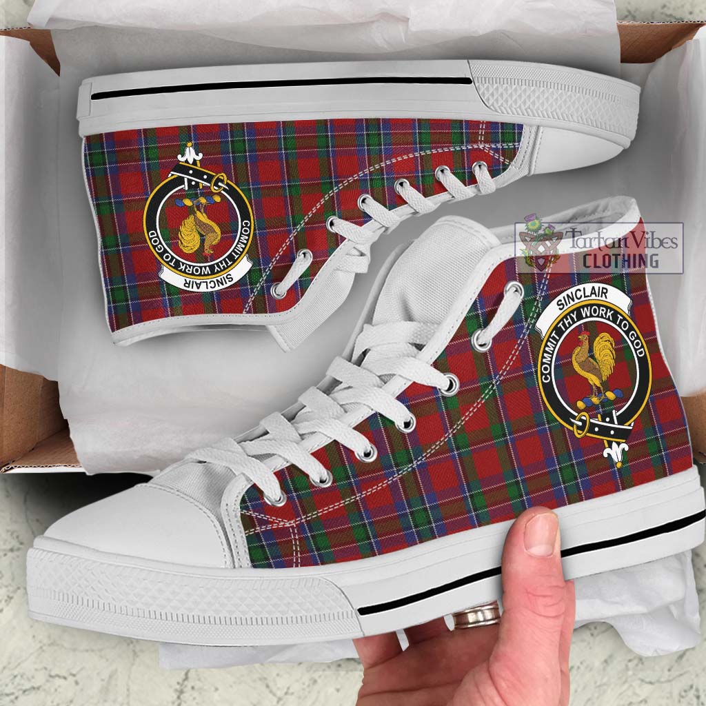 Tartan Vibes Clothing Sinclair Tartan High Top Shoes with Family Crest