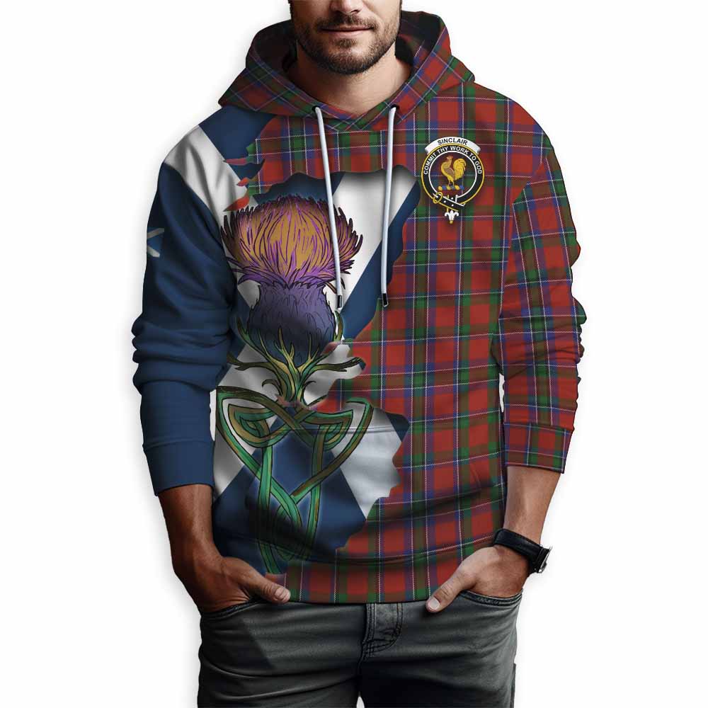 Tartan Vibes Clothing Sinclair Tartan Family Crest Hoodie Scottish Thistle Celtic Inspired
