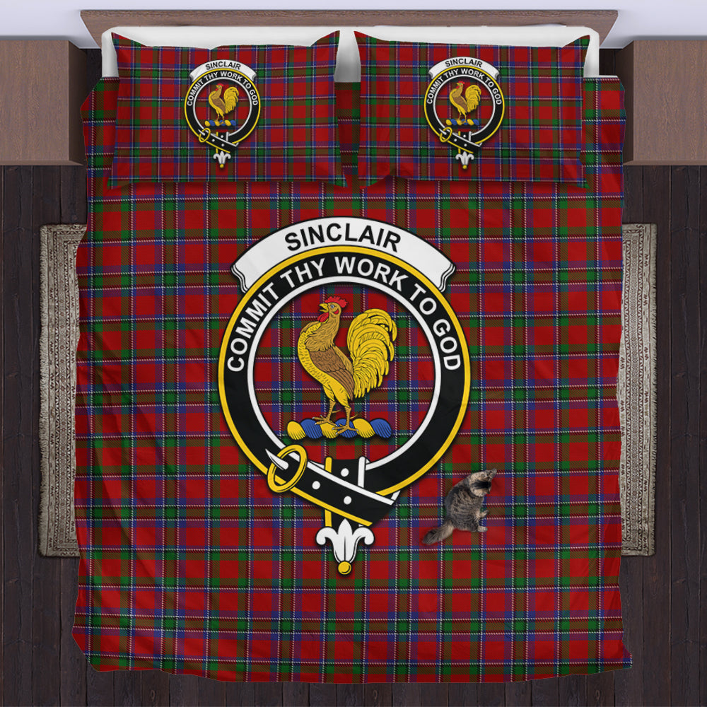 Sinclair Tartan Bedding Set with Family Crest US Bedding Set - Tartan Vibes Clothing