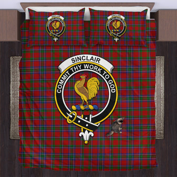 Sinclair Tartan Bedding Set with Family Crest
