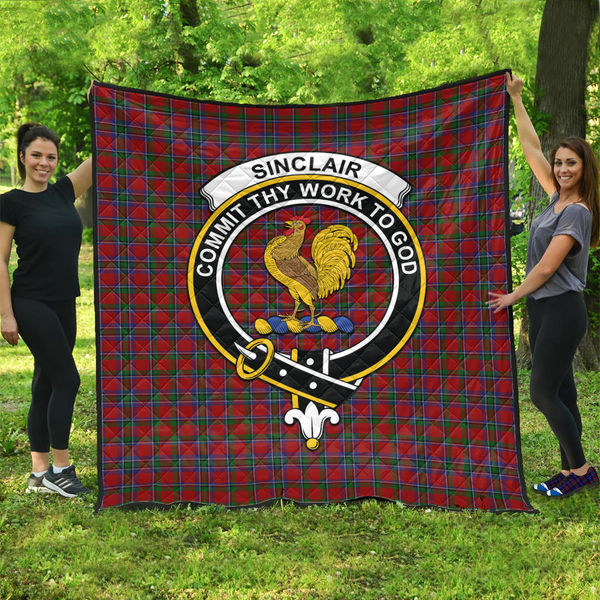 sinclair-tartan-quilt-with-family-crest