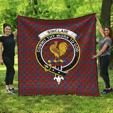 Sinclair Tartan Quilt with Family Crest