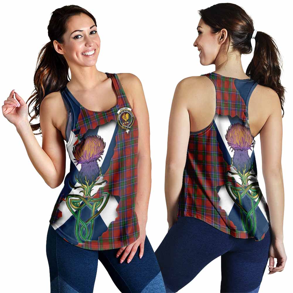 Tartan Vibes Clothing Sinclair Tartan Family Crest Women's Racerback Tanks Scottish Thistle Celtic Inspired