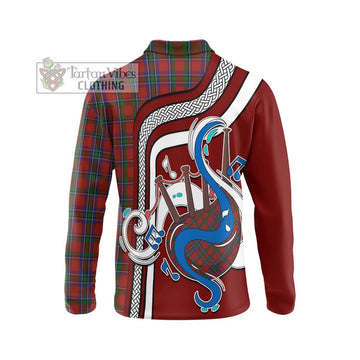 Sinclair Tartan Long Sleeve Polo Shirt with Epic Bagpipe Style