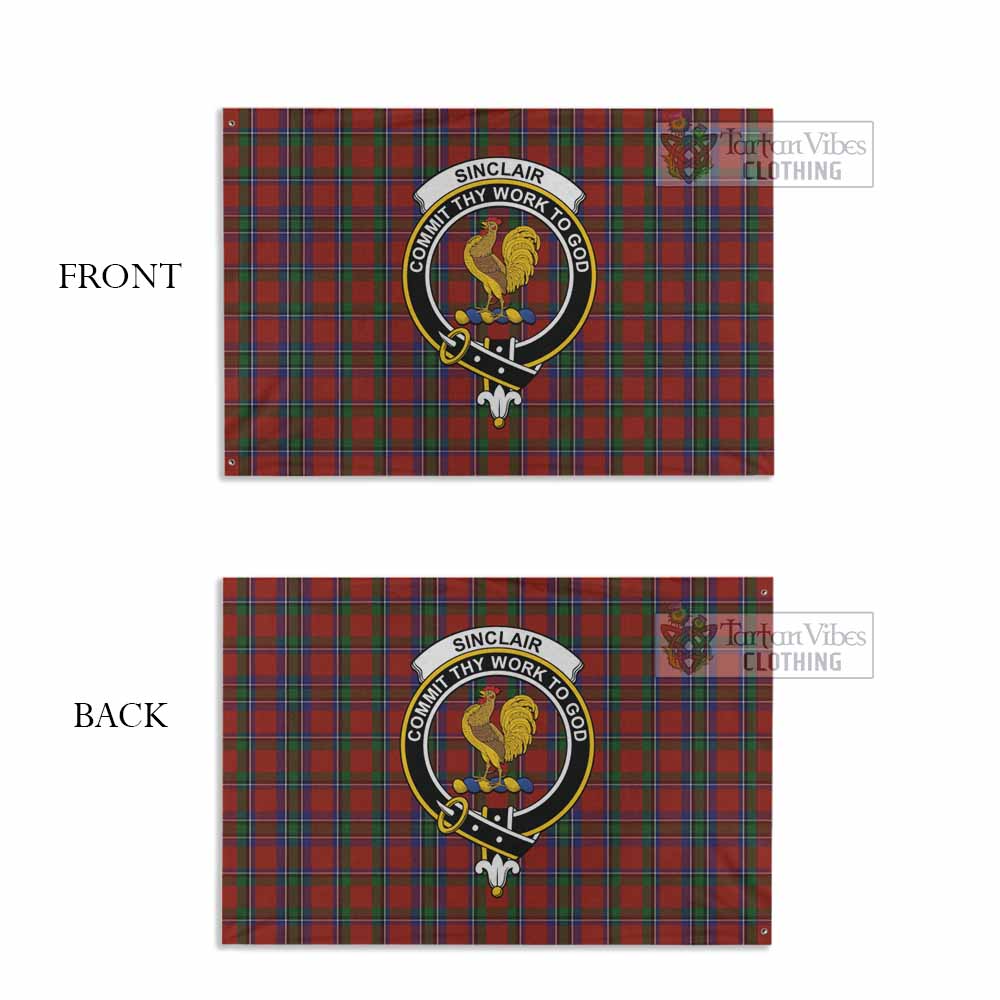 Tartan Vibes Clothing Sinclair Tartan House Flag with Family Crest