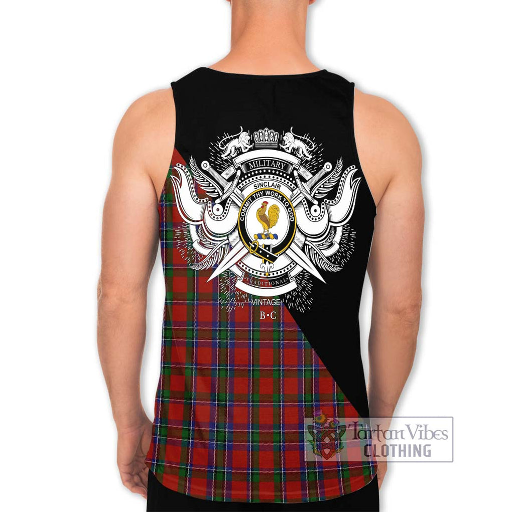 Sinclair Tartan Men's Tank Top with Family Crest and Military Logo Style - Tartanvibesclothing Shop