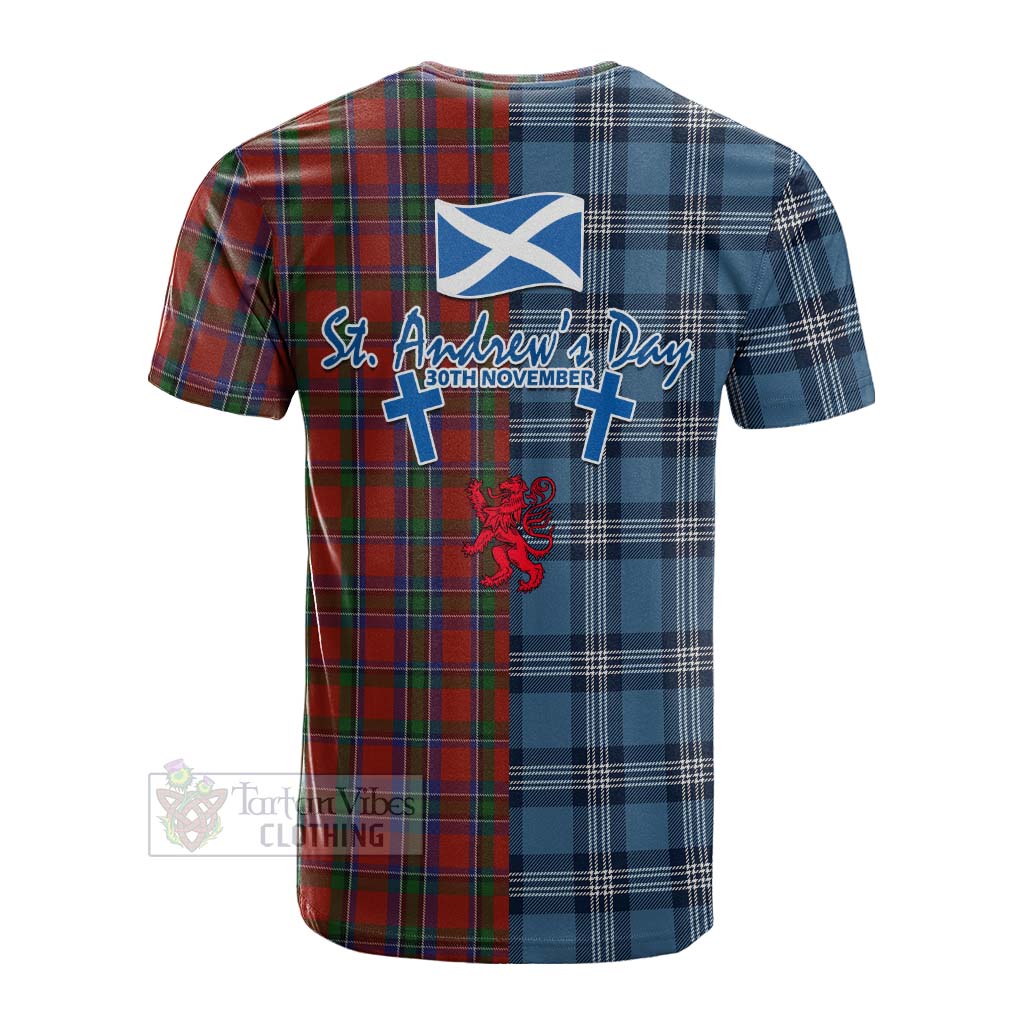 Tartan Vibes Clothing Sinclair Tartan Cotton T-shirt Happy St. Andrew's Day Half Tartan Style