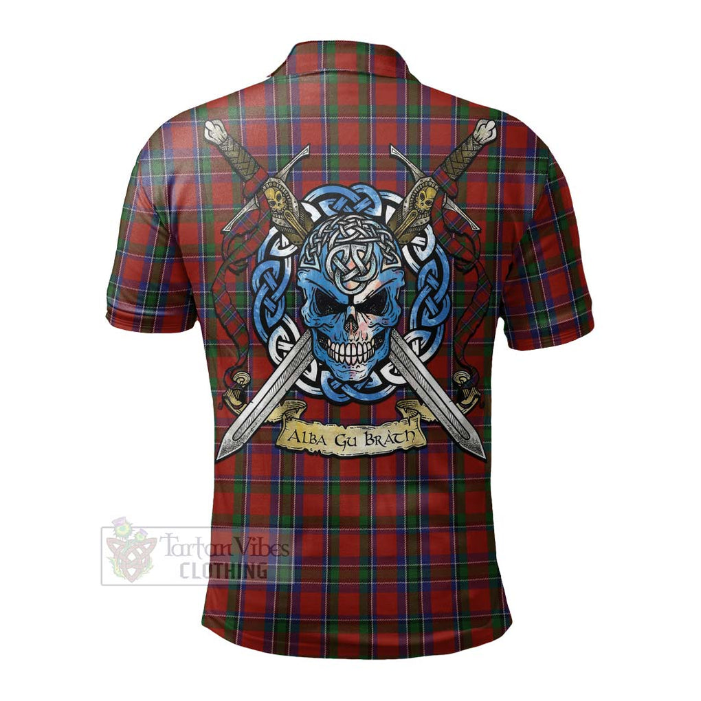Tartan Vibes Clothing Sinclair Tartan Polo Shirt with Family Crest Celtic Skull Style