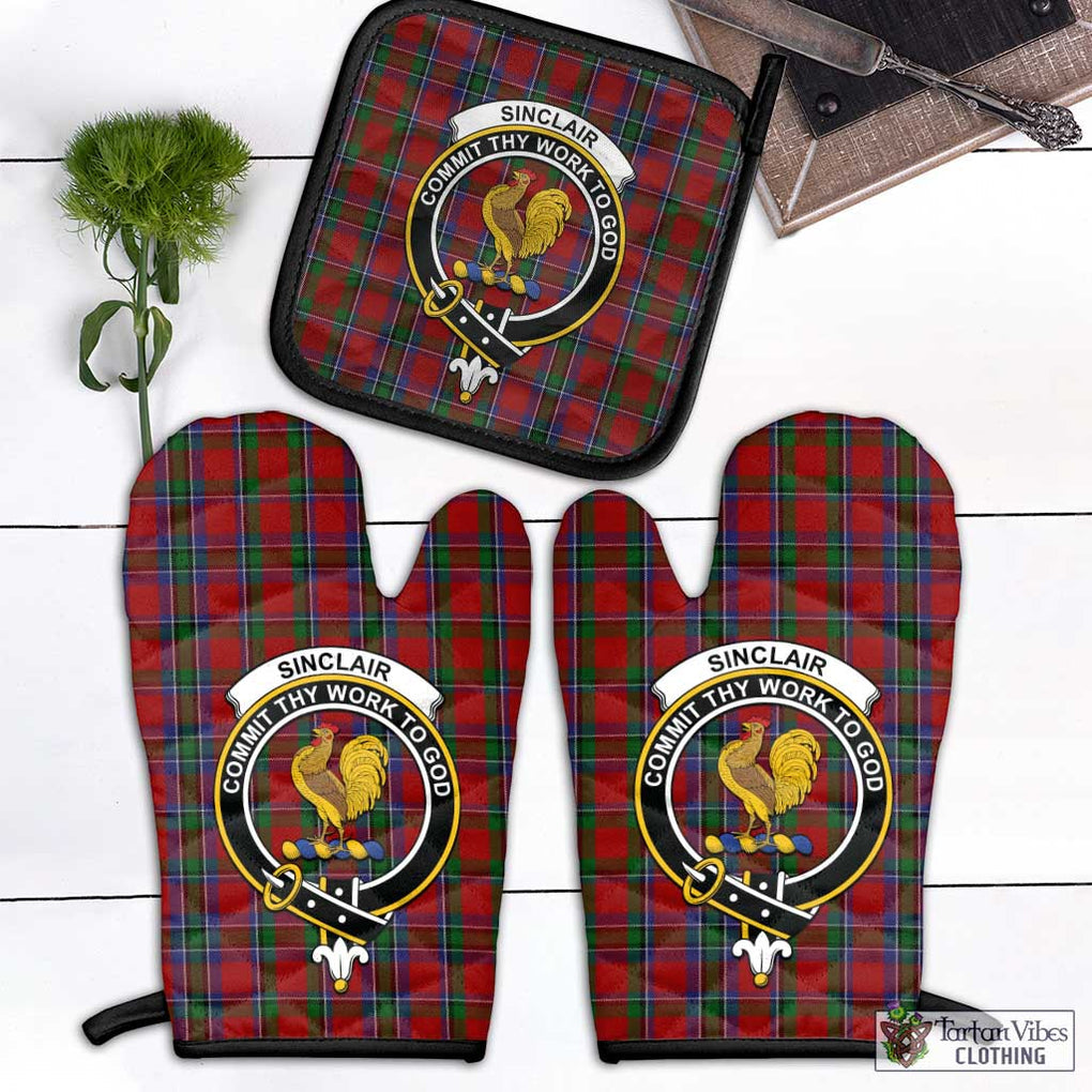 Sinclair Tartan Combo Oven Mitt & Pot-Holder with Family Crest - Tartan Vibes Clothing