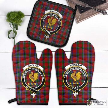 Sinclair Tartan Combo Oven Mitt & Pot-Holder with Family Crest Combo 1 Oven Mitt & 1 Pot-Holder Black - Tartan Vibes Clothing