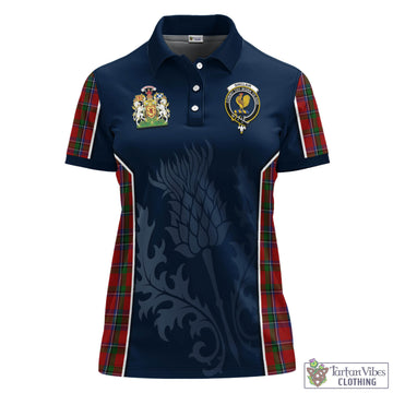 Sinclair Tartan Women's Polo Shirt with Family Crest and Scottish Thistle Vibes Sport Style