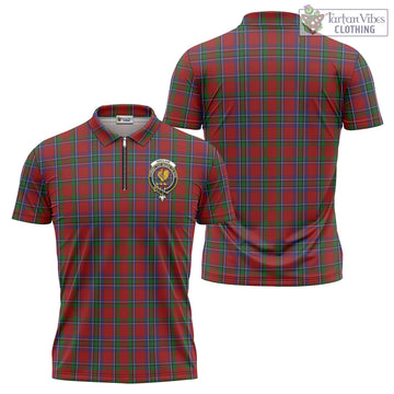 Sinclair Tartan Zipper Polo Shirt with Family Crest