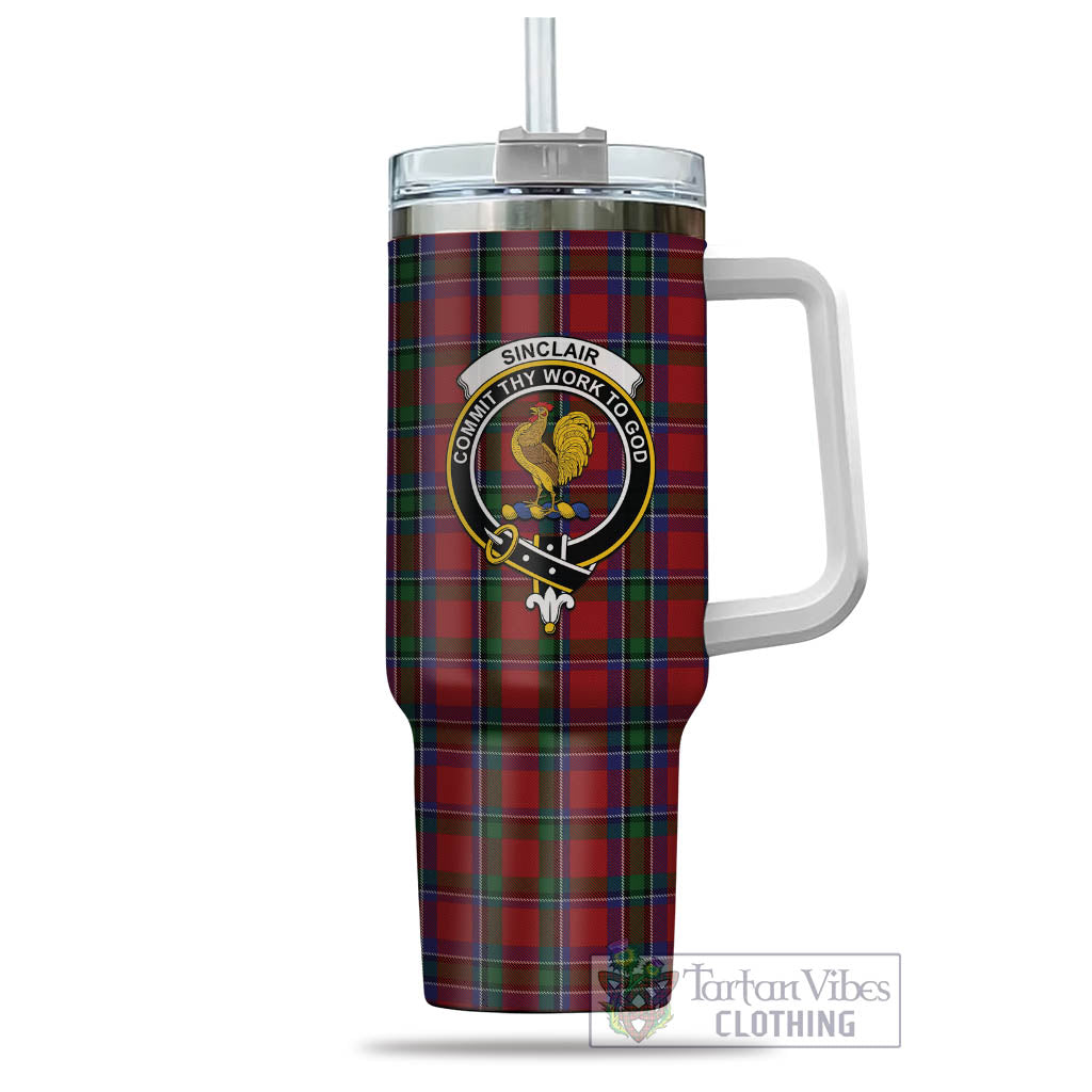 Tartan Vibes Clothing Sinclair Tartan and Family Crest Tumbler with Handle