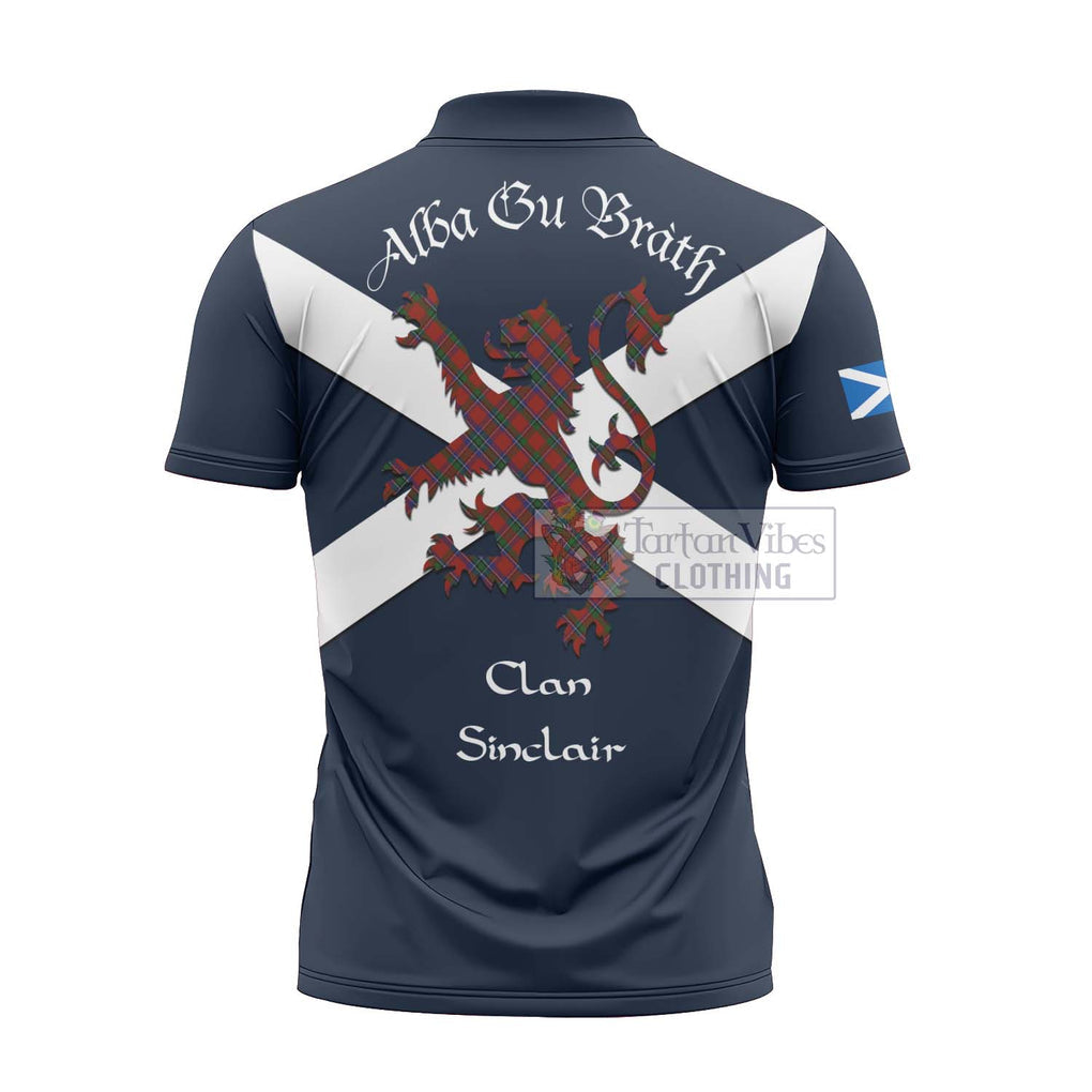 Tartan Vibes Clothing Sinclair Tartan Lion Rampant Zipper Polo Shirt – Proudly Display Your Heritage with Alba Gu Brath and Clan Name