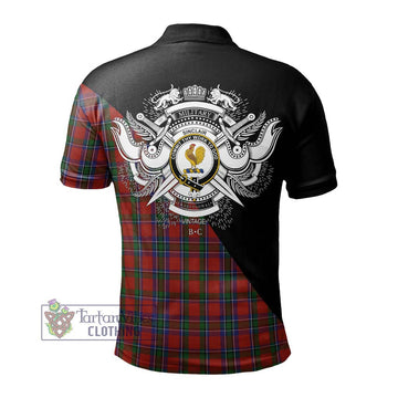 Sinclair Tartan Polo Shirt with Family Crest and Military Logo Style - Tartanvibesclothing Shop