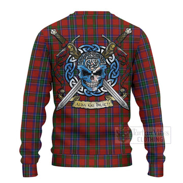 Tartan Vibes Clothing Sinclair Tartan Knitted Sweater with Family Crest Celtic Skull Style